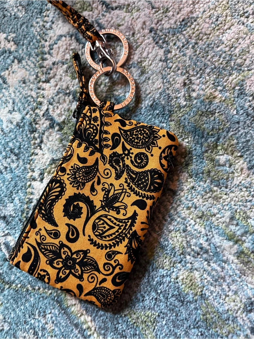 Yellow Paisley Lanyard ID Wallet